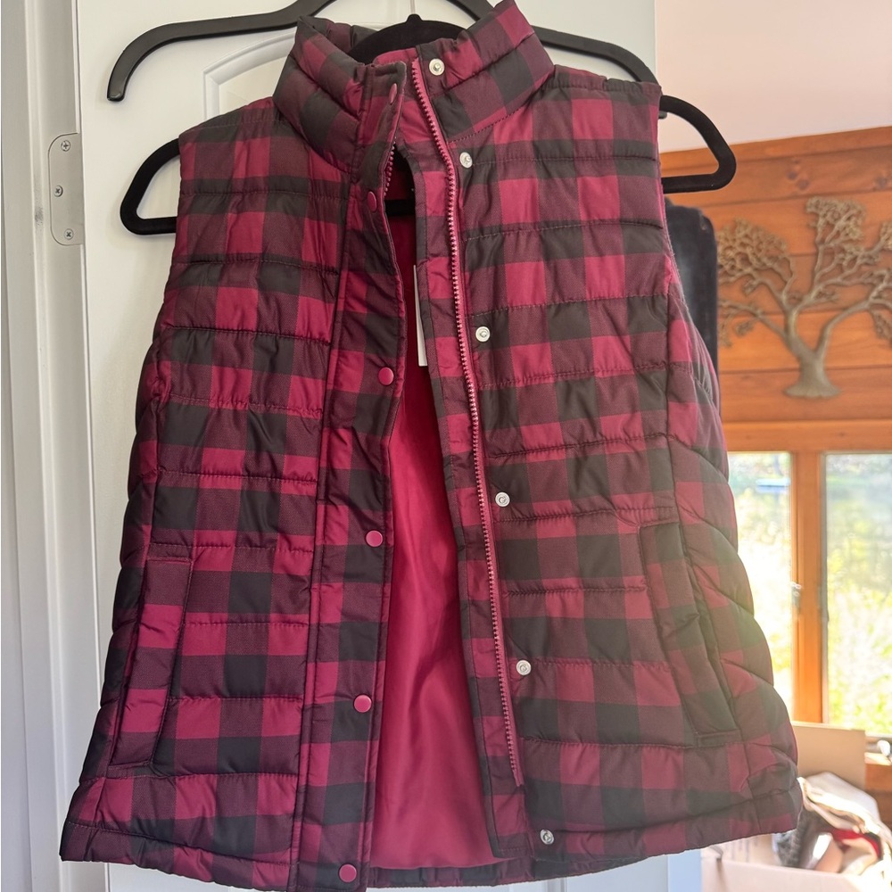 GAP Red and Black Checkered Vest